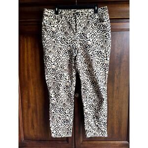 Chico's So Slimming Girlfriend Jeans 12 Leopard Print Stretch High-Rise